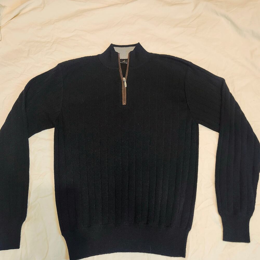 Mens Peru Unlimited 100 peruvian Wool Zip collar high neck Leather zip detail